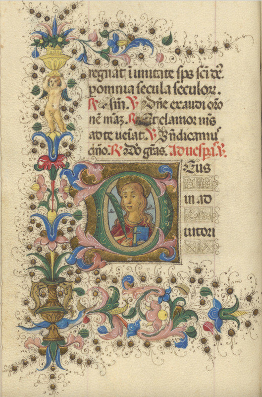 Saint holding a book and a quill