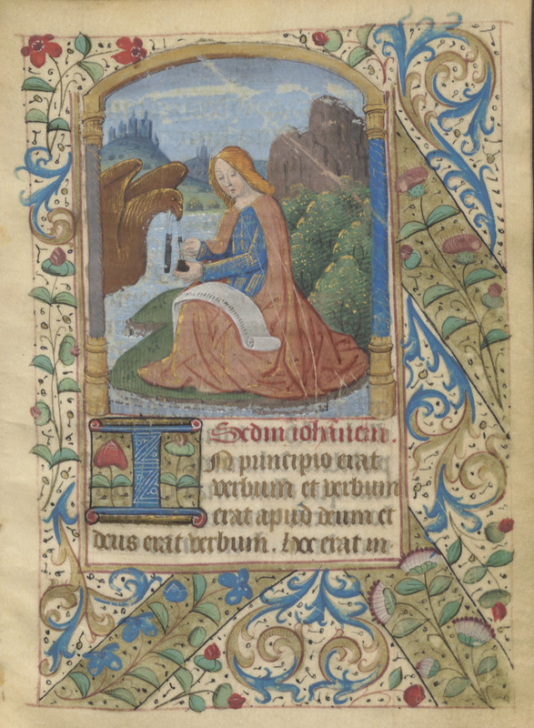 John the Evangelist writing on the island of Patmos accompanied by an eagle